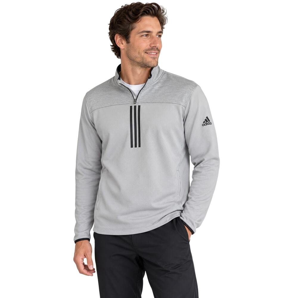 Adidas Men’s Quarter Zip Pullover Gray Black 3 Stripe Size Large